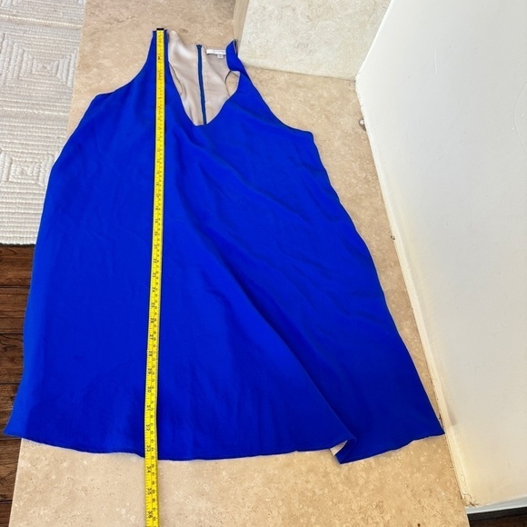 Lavender Brown Cobalt Blue Sleeveless Mini A Line Womens Size S Silk Pockets - Picture 12 of 15